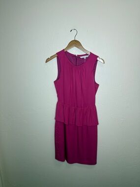 Trina Turk Sleeveless Peplum Midi Dress in Fuchsia